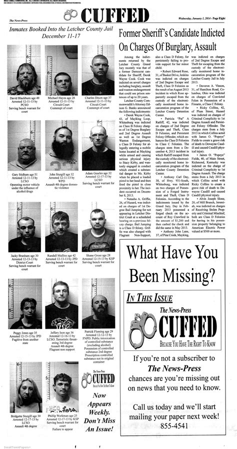 <b> Booking</b> details and charges. . Letcher county busted newspaper
